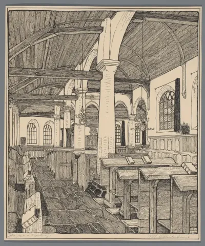 Interieur van de Abdijkerk te Rijnsburg