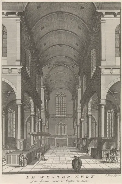Interieur van de Amsterdamse Westerkerk, gezien naar het oosten