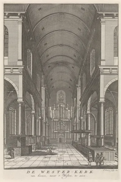 Interieur van de Amsterdamse Westerkerk, gezien naar het westen.