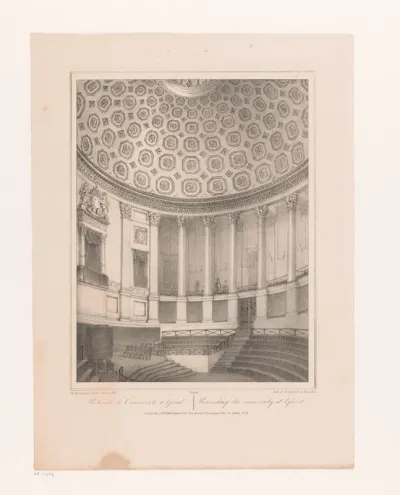 Interieur van de aula van de Universiteit Gent