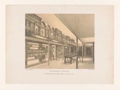 Interieur van de Bibliotheek Wallonne te Leiden