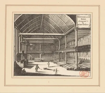 Interieur van de Doopsgezinde Kerk Bij de Toren te Amsterdam