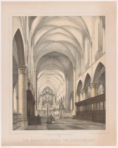 Interieur van de Grote Kerk in Dordrecht