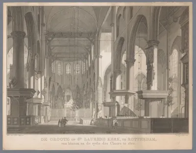 Interieur van de Grote of Sint-Laurenskerk in Rotterdam