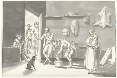 Interieur van de herberg in Lapide in de buurt van Brindisi