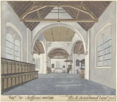 Interieur van de kerk in het fort Jaffnapatnam te Jaffna