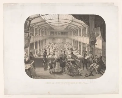 Interieur van de lithografische drukkerij van Joseph-Rosé Lemercier