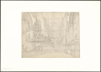 Interieur van de Nieuwe Kerk, gezien naar het koor