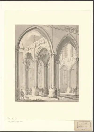 Interieur van de Nieuwe Kerk, na de brand van 1645