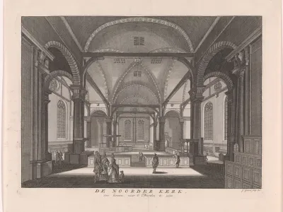 Interieur van de Noorderkerk te Amsterdam, gezien richting het noorden