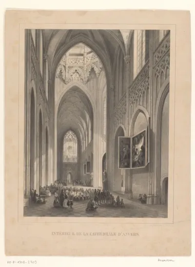 Interieur van de Onze-Lieve-Vrouwekathedraal te Antwerpen