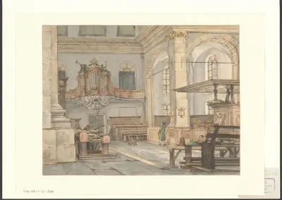 Interieur van de Oosterkerk, gezien naar het orgel