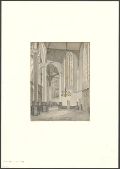 Interieur van de Oude Kerk met gezicht naar het Lieve Vrouw koor