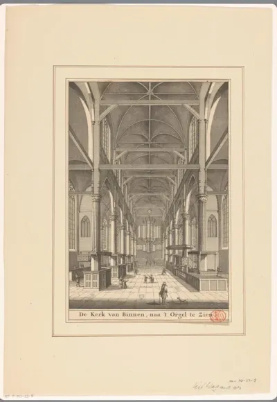 Interieur van de Oude Kerk te Amsterdam, gezien richting het orgel