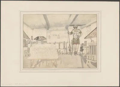 Interieur van de rariteitenkamer van het stadhuis aan het Prinsenhof