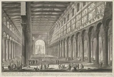 Interieur van de Sint-Paulus buiten de Muren te Rome