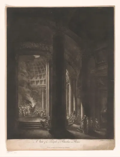 Interieur van de tempel van Bacchus