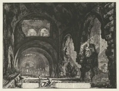 Interieur van de Tempel van Hercules Victor te Tivoli
