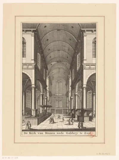 Interieur van de Westerkerk te Amsterdam, gezien richting de galerij