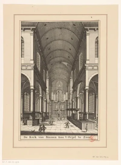 Interieur van de Westerkerk te Amsterdam, gezien richting het orgel
