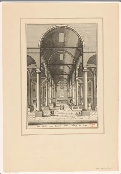 Interieur van de Zuiderkerk te Amsterdam, gezien richting de galerij