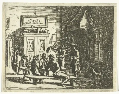 Interieur van een herberg