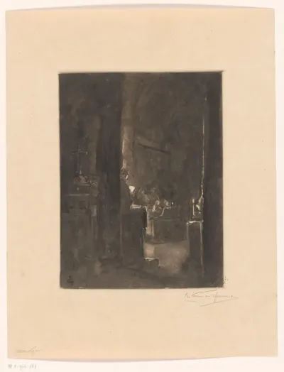 Interieur van een kerk in Kleef