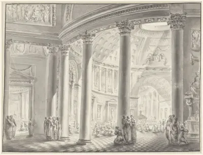 Interieur van een koepelkerk