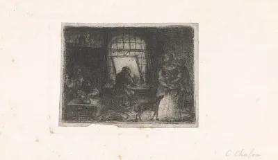 Interieur van een prentatelier