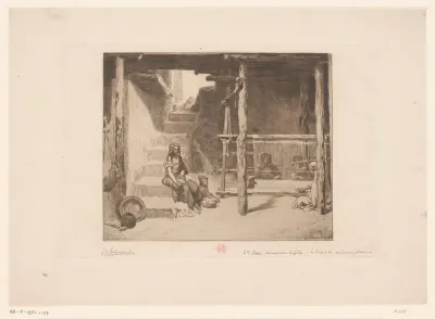 Interieur van een weverij, mogelijk in Algerije