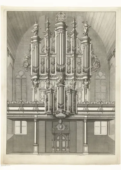 Interieur van Grote Kerk met Garrels orgel te Maassluis