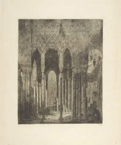 Interieur van het paleis Alhambra met fontein
