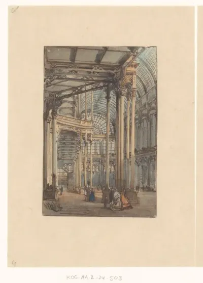 Interieur van het Paleis voor Volksvlijt, gezien naar de Grote Zaal