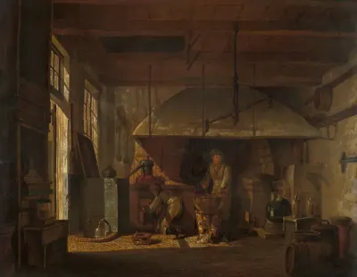 Interieur van het 'Stoockhuys' van apotheker A. d'Ailly bij het bolwerk aan de Zaagmolenpoort te Amsterdam