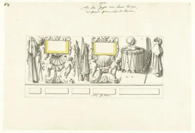 Interieurdecoratie van statenjacht met trofeeën