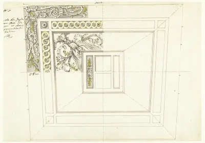 Interieurdecoratie van statenjacht met vogelfiguur