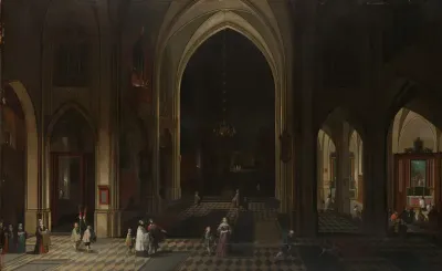 Interior of a Gothic Church at Night Looking East
