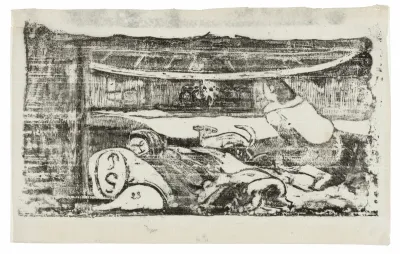 Interior of a Tahitian Hut, from the Suite of Late Wood-Block Prints