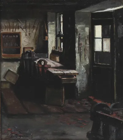 Interior of a workshop.