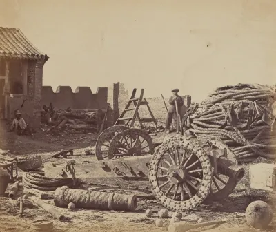 Interior of Pehtang Fort Showing the Magazine and Wooden Gun, August 1