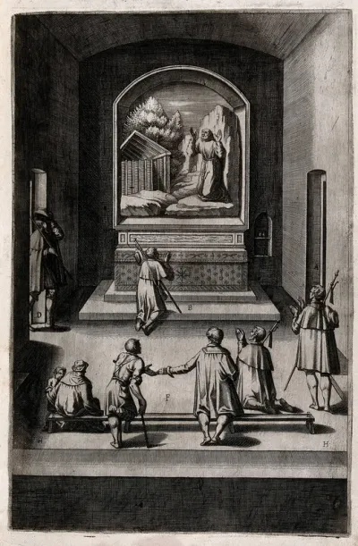 Interior of the Capella della Croce on Mount Verna; with a painting of Saint Francis on the altar