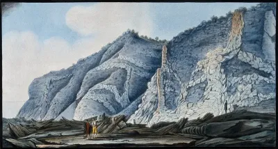 Interior of the cone of the Somma mountain, showing strata of lava