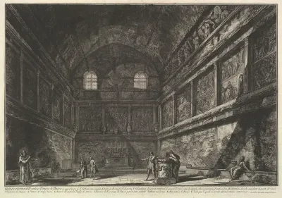 Interior view of the ancient Temple of Bacchus, now the church of S. Urbano, two miles from Rome..., from Vedute di Roma (Roman Views)
