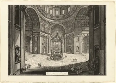 Interior view of the Basilica of St. Peter's in the Vatican, near the Tribune, from Views of Rome