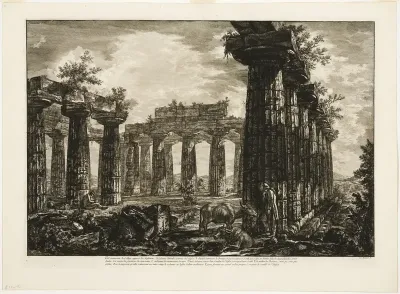 Interior view of the so-called College des Anfictions, from Different views of Paestum