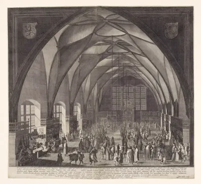 Interior View of Vladislav Hall at Prague Castle during the Annual Fair