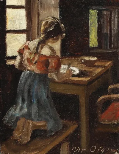 Interior with a backturned girl.