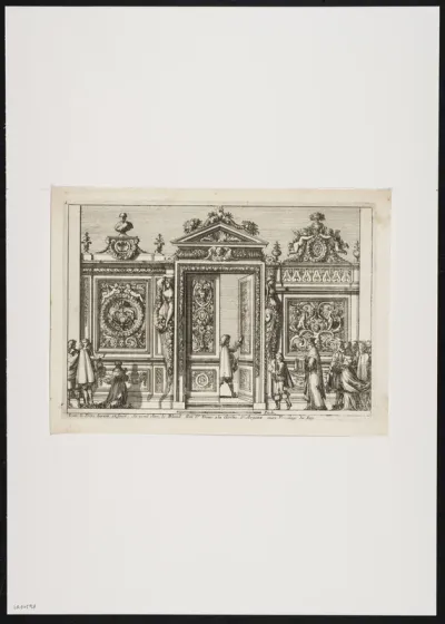 Interior with porch and richly decorated wall