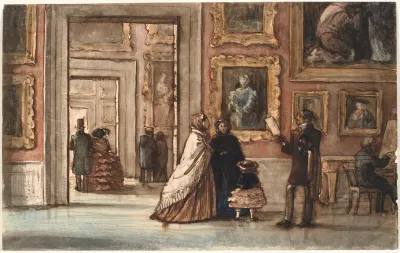 Interiør med besøgende i Palazzo Pitti i Firenze