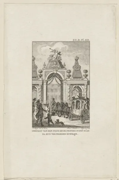 Intocht in Den Haag van Willem V en Wilhelmina van Pruisen, 1767
